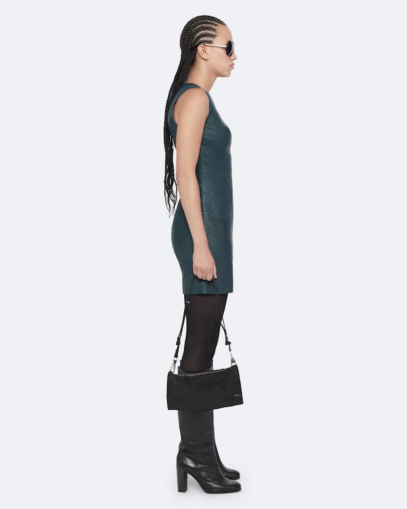 Vee Leather Dress