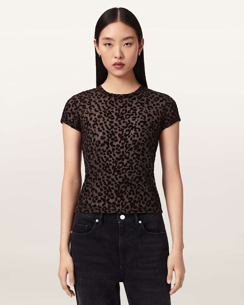 Ellie Mesh Leopard Print T-Shirt