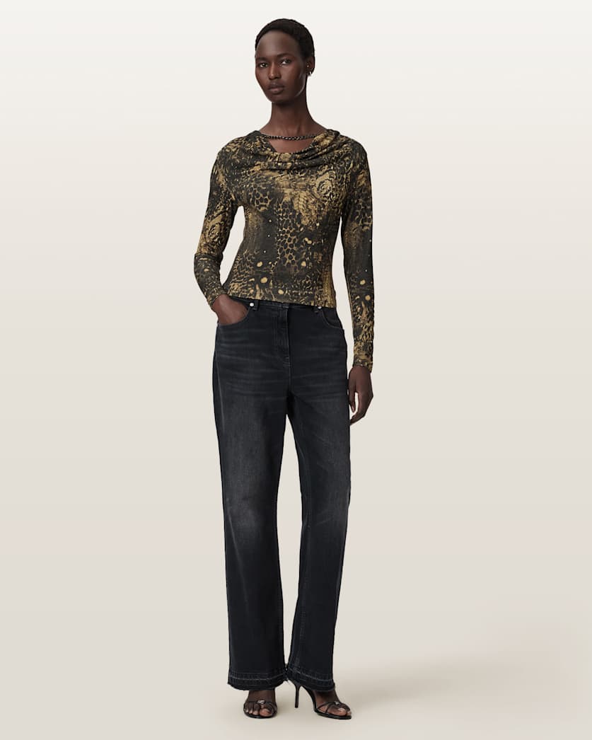 Hallie Cowl Neck Slim Fit Top
