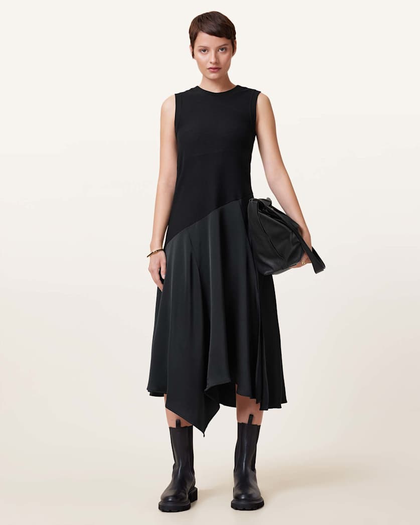 Pia Asymmetric Satin Dress