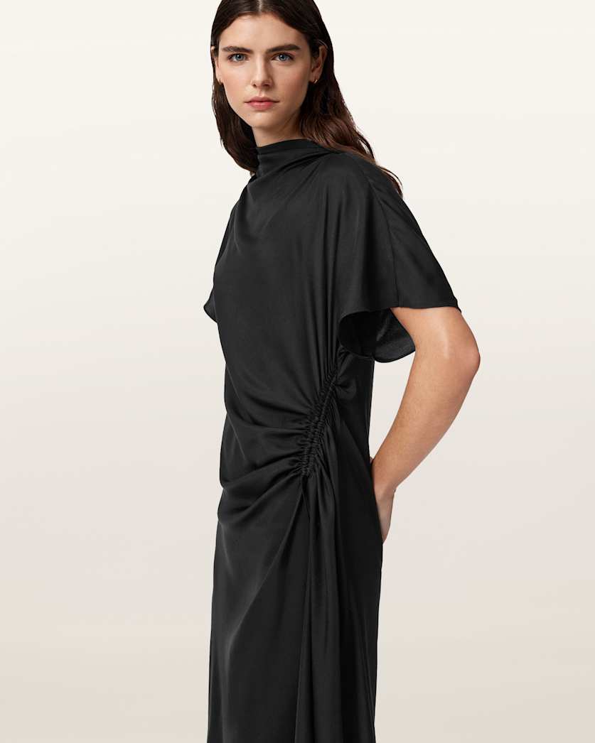 all saints black silk dress Gothic Mesh Panel Dress with Claw Slashed Design main image 0