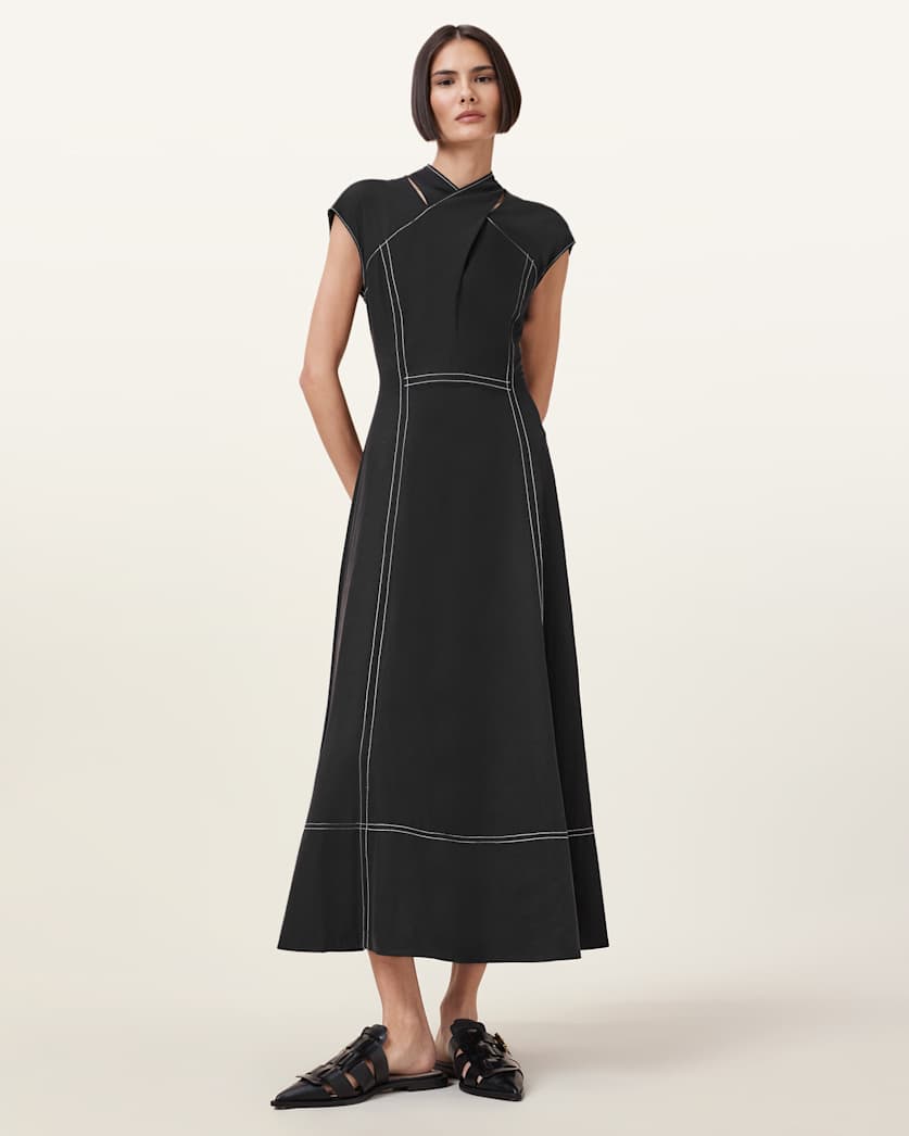 Amari High-Neck Midi Dress