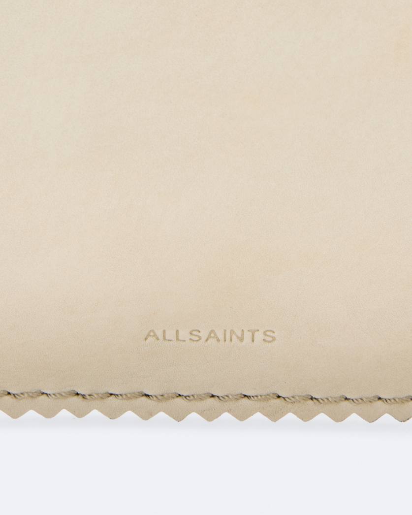 Pinked edge large leather pouch