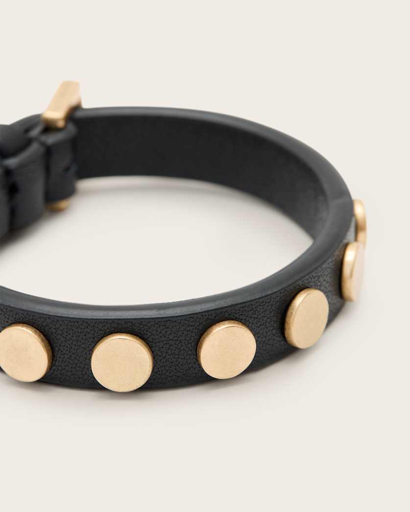 Mica Studded Leather Buckle Bracelet