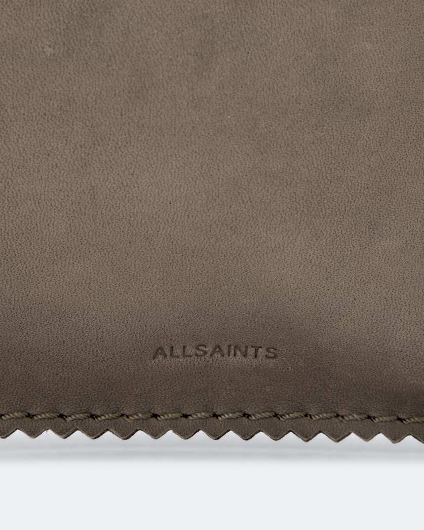 Pinked edge large leather pouch