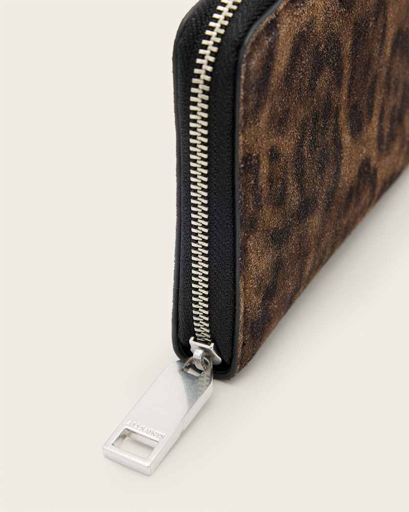 Lena Leopard Print Suede Wallet