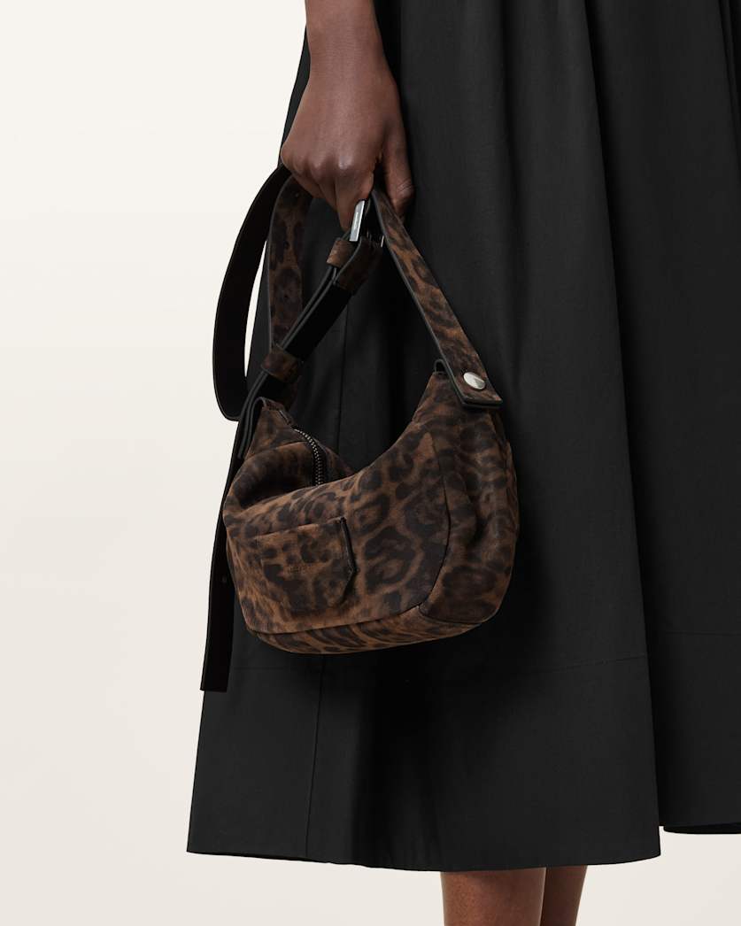 Madea Leopard Print Suede Crossbody Bag