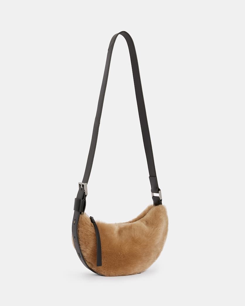 Half Moon Shearling Crossbody Bag