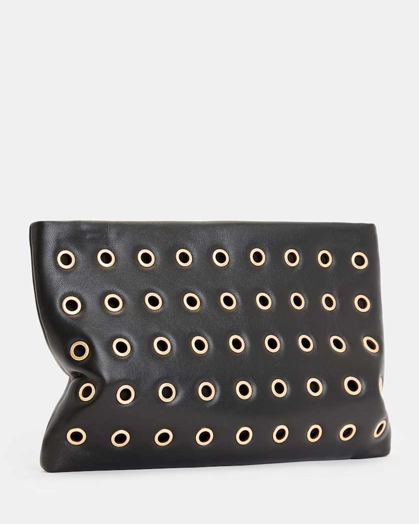 Bettina Eyelet Leather Clutch Bag