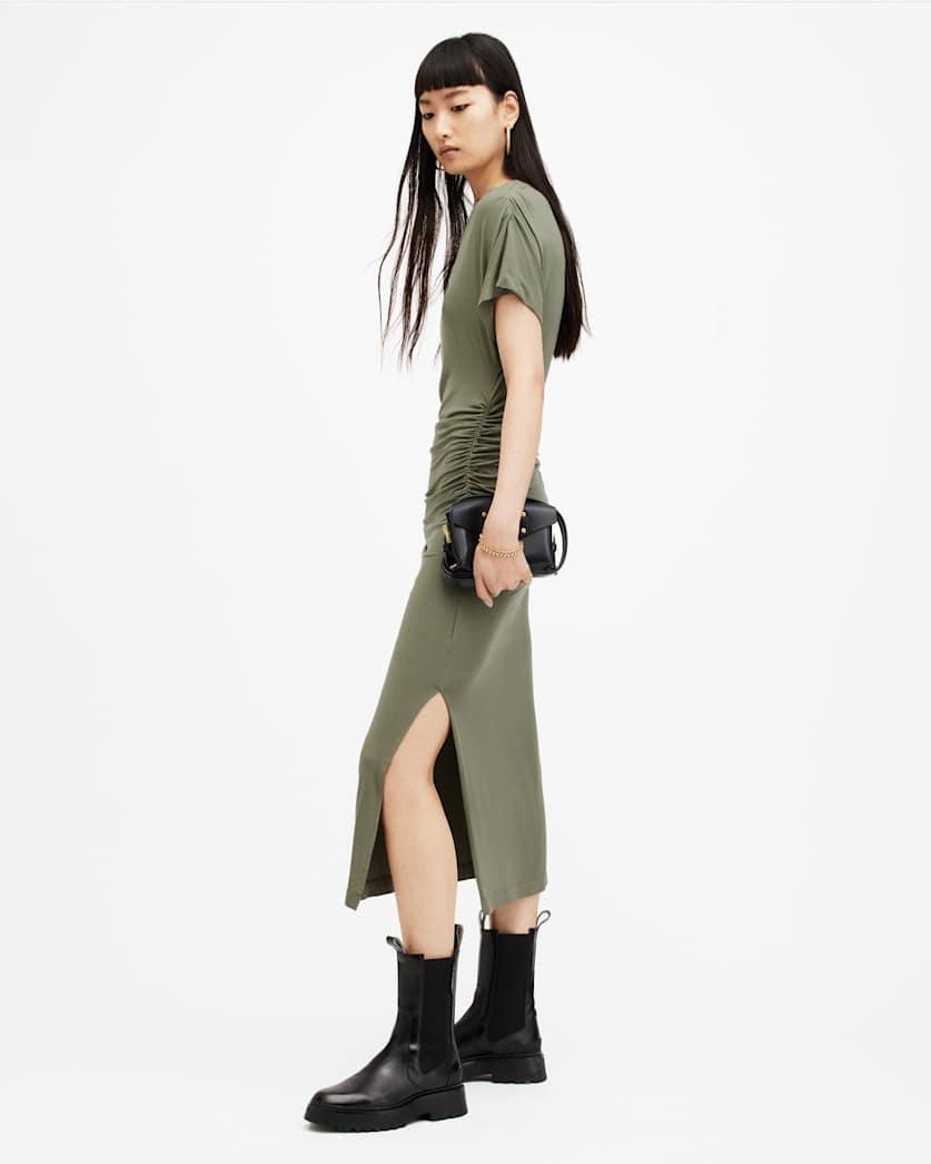 Natalie Slim Fit Gathered Midi Dress