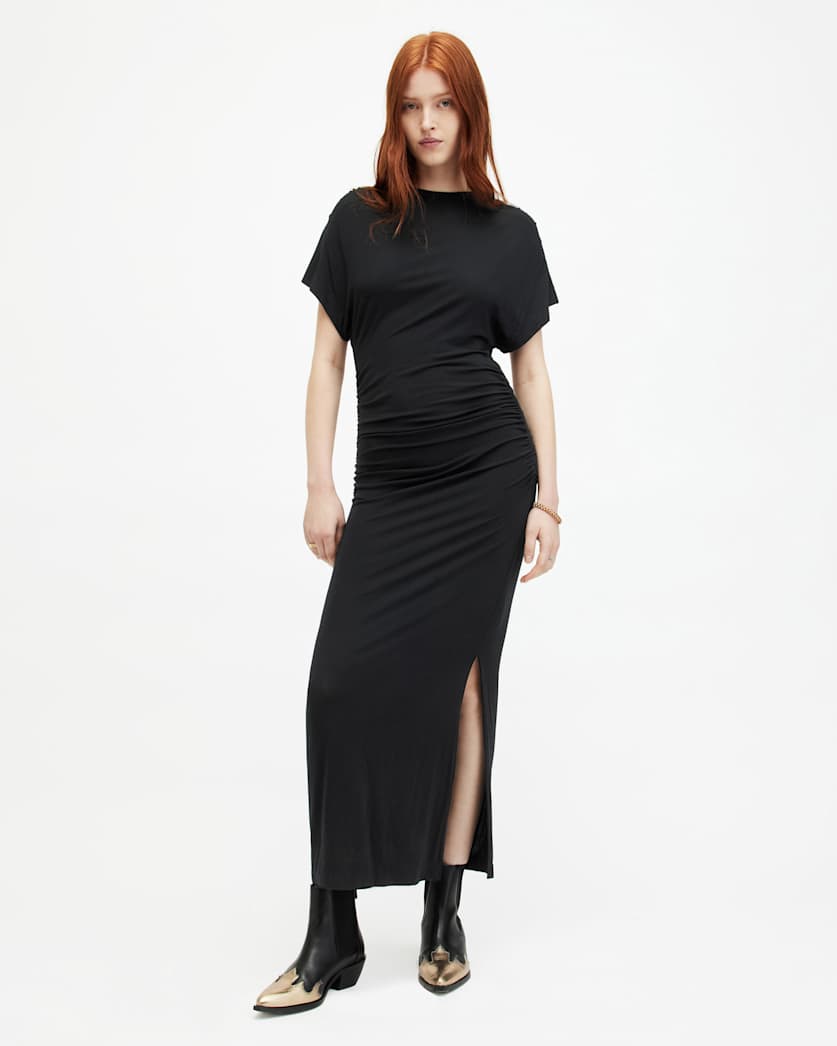 Natalie Slim Fit Gathered Midi Dress