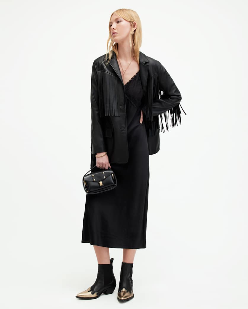 Immy Lace Trim V-Neck Midi Slip Dress