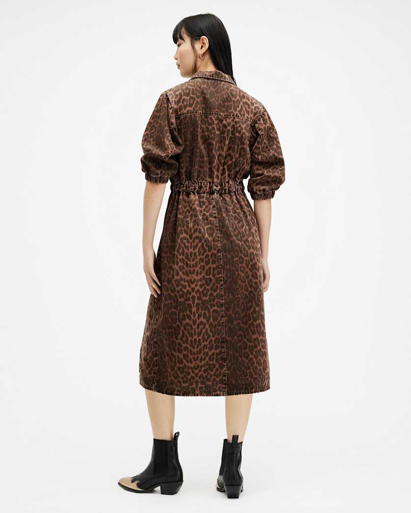 Osa Leopard Print Denim Dress