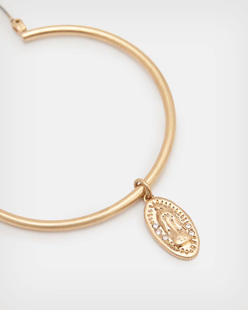 Saint Pendant Large Hoop Earrings