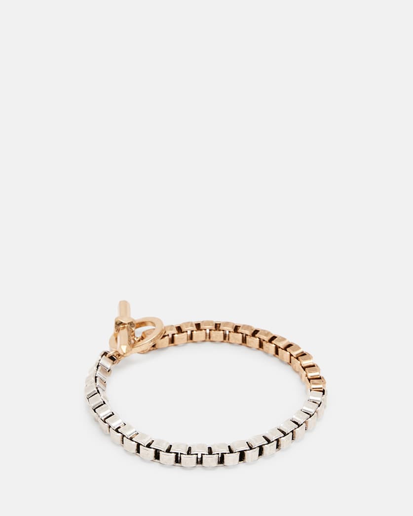Box Chain Two Tone Bracelet