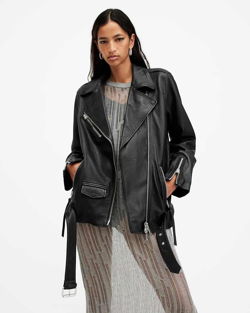 Billie Oversized Leather Biker Jacket