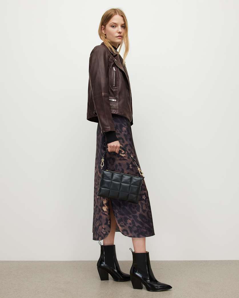 Cargo Distressed Leather Biker Jacket