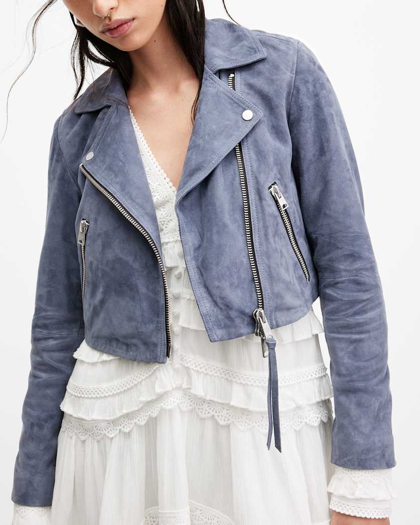 Dalby Slim Fit Cropped Leather Biker Jacket