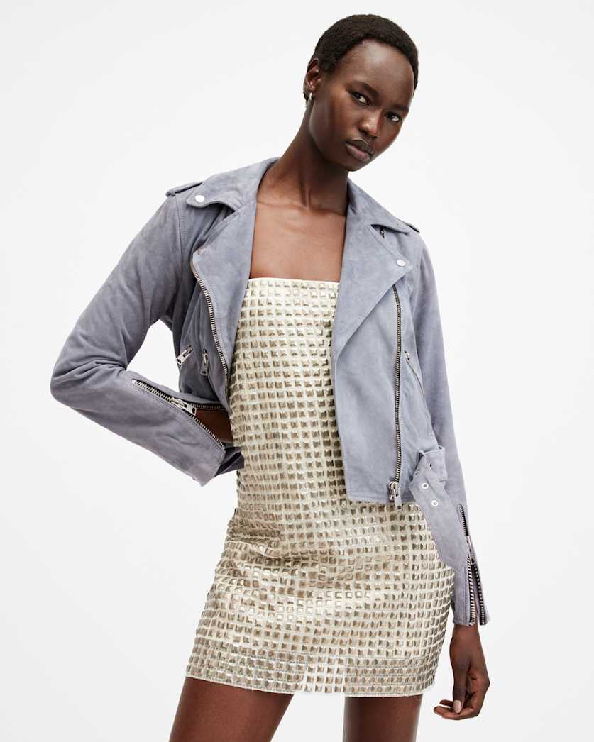 Balfern Belted Suede Biker Jacket