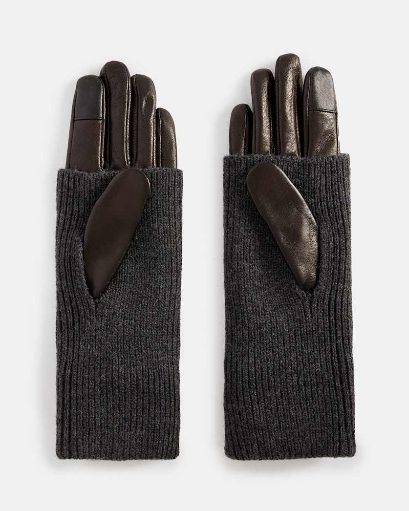 Zoya Knitted Cuff Leather Gloves