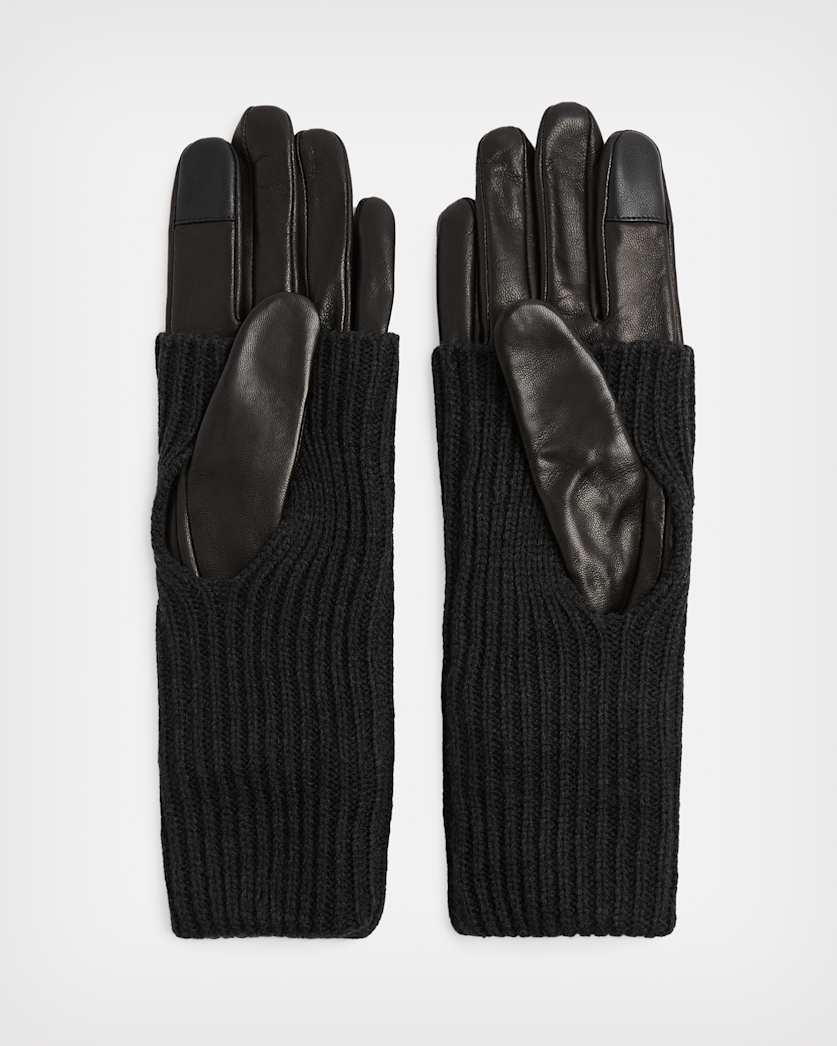 Zoya Knitted Cuff Leather Gloves