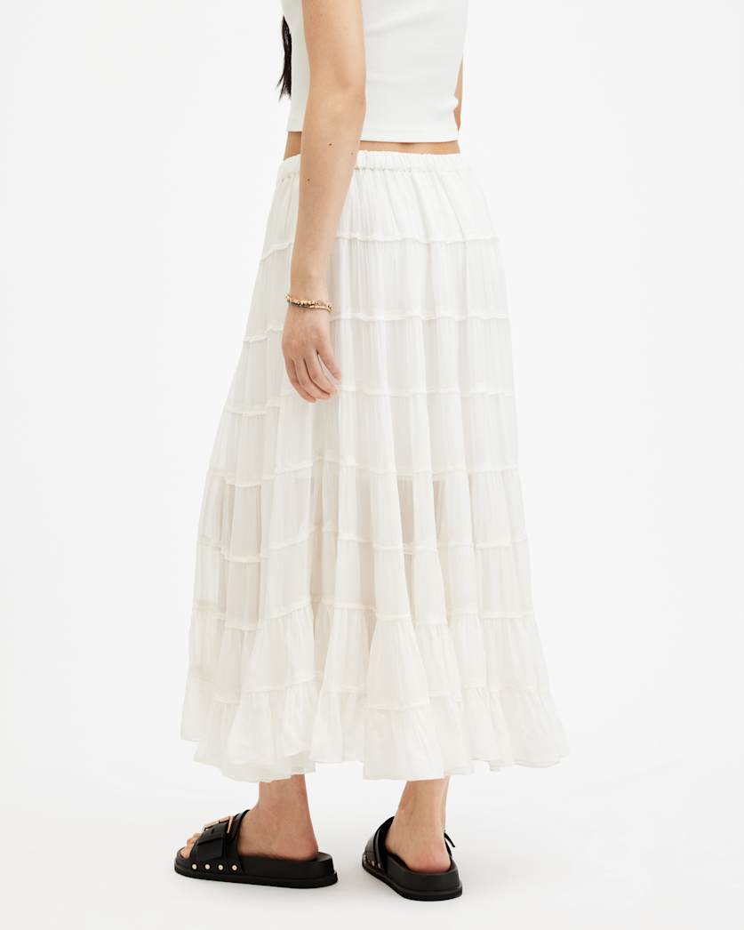 Eva Elasticated Waist Tiered Maxi Skirt