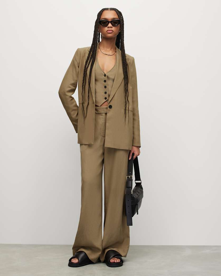 Deri Lyn Linen Blend Wide Leg Trousers