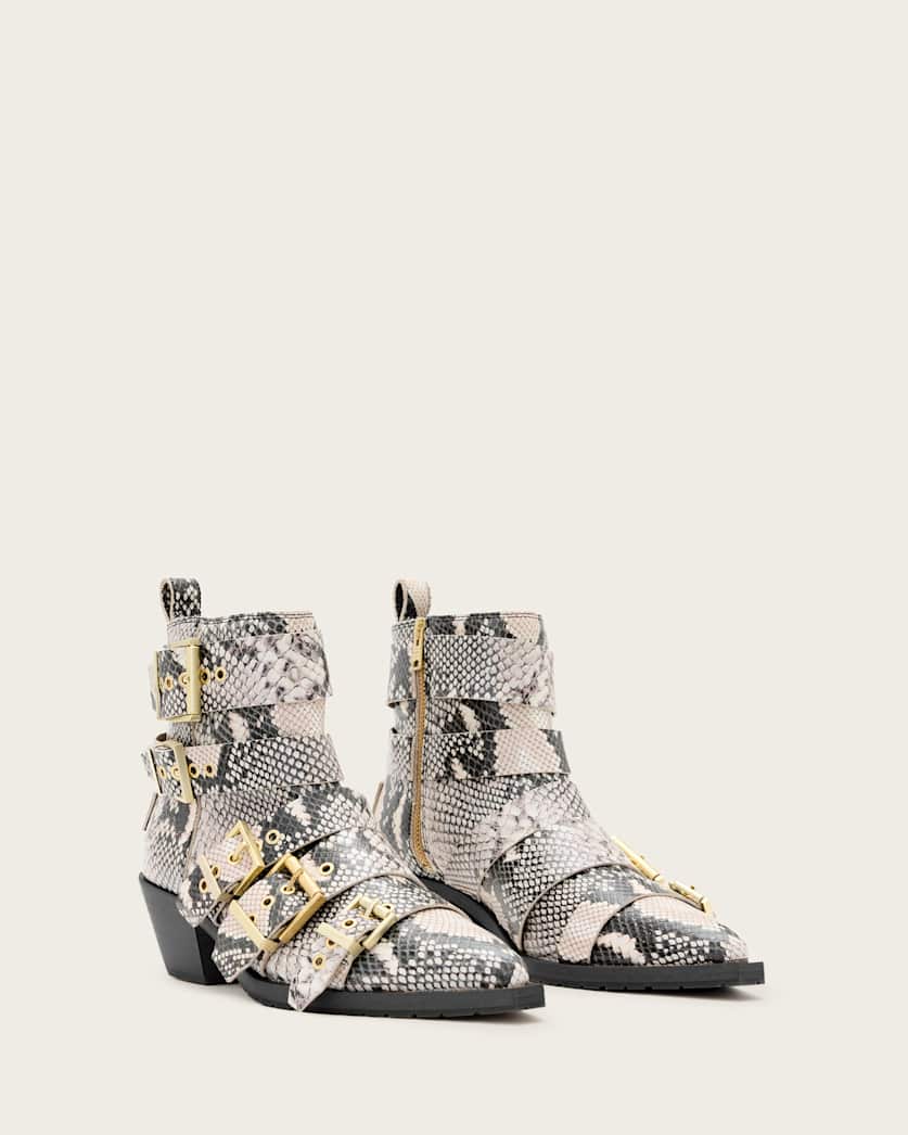 Jane Buckle Pointed Leather Boots