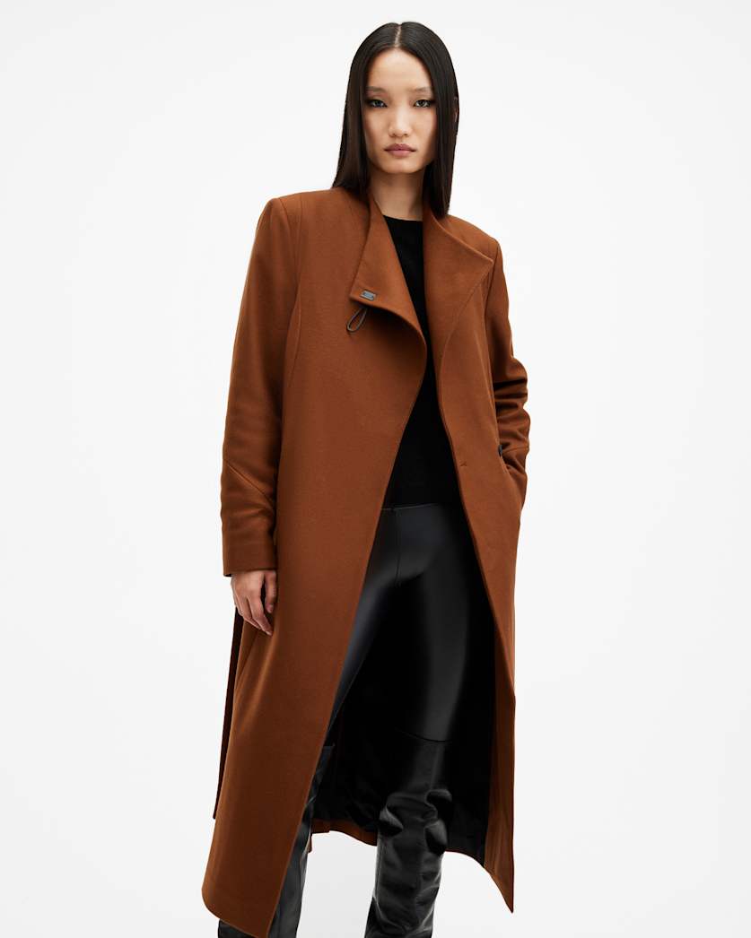 Riley Wrap Around Belted Long Line Coat