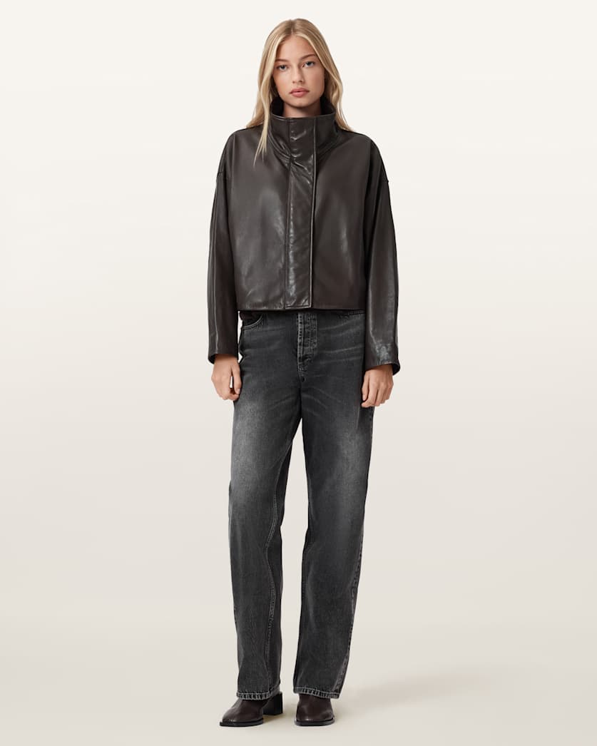 Ryder Funnel Neck Leather Jacket