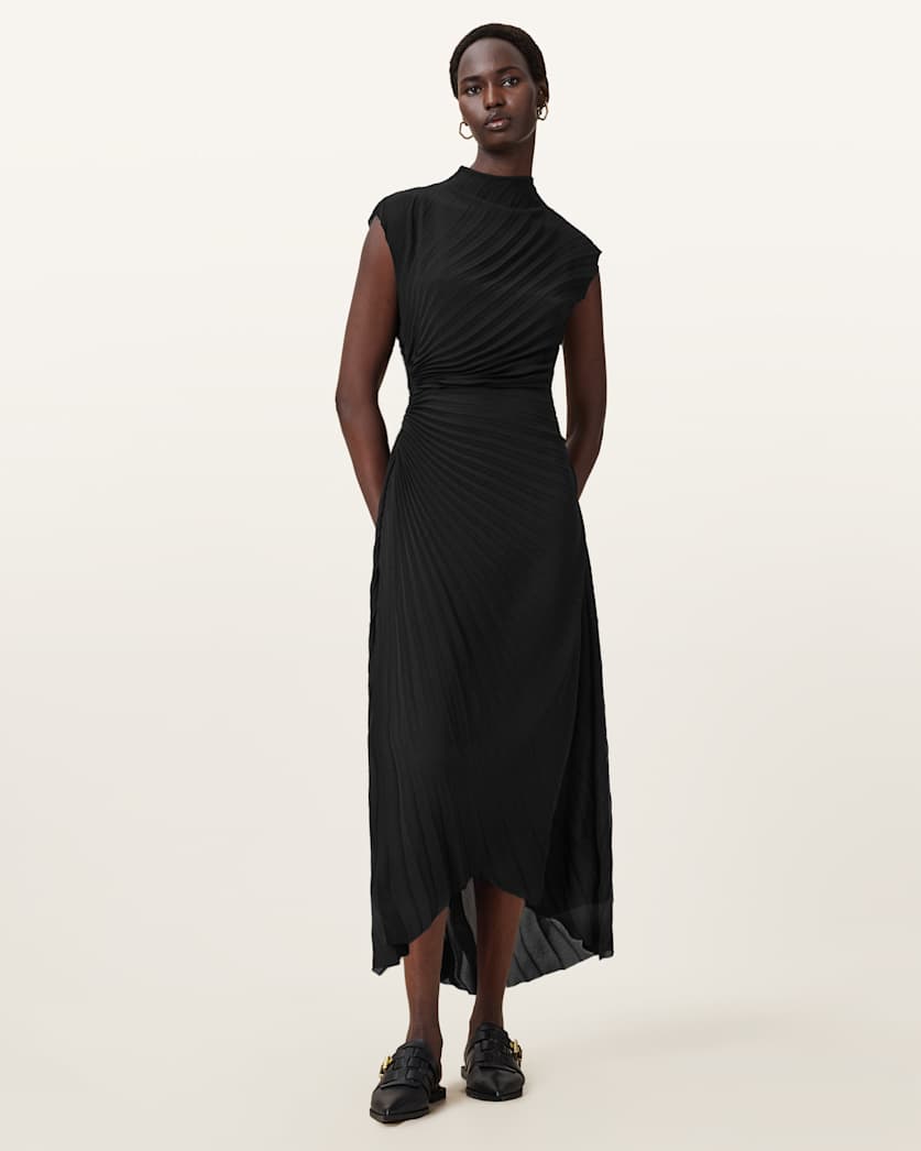 Rayanna Pleated Satin Midi Dress