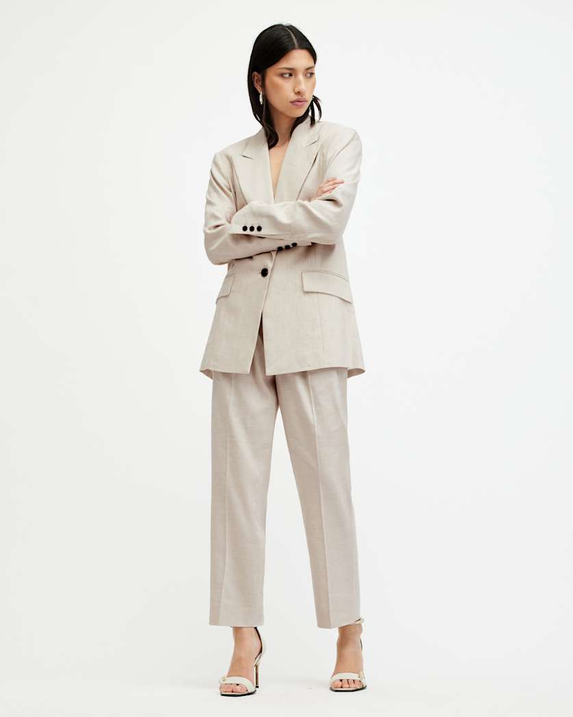 Whitney Linen Blend Straight Leg Trousers