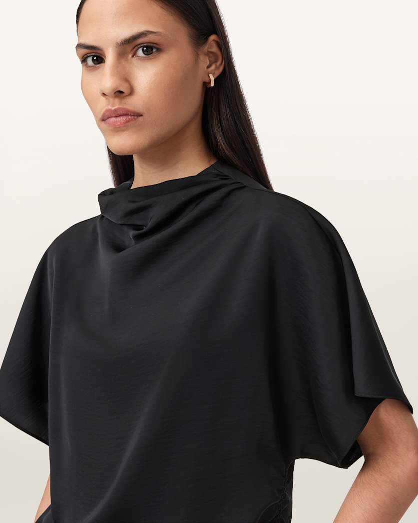 Leslie Satin Short Sleeve Top