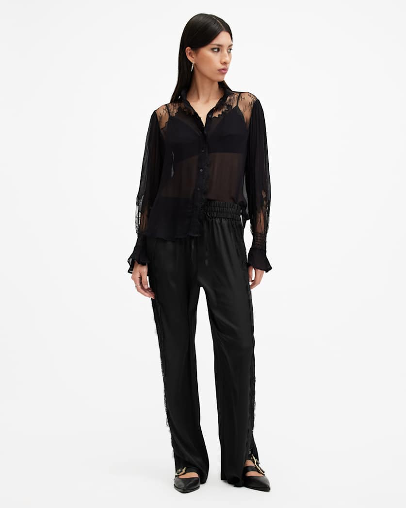 Tyler Wide Leg Lace Trim Trousers