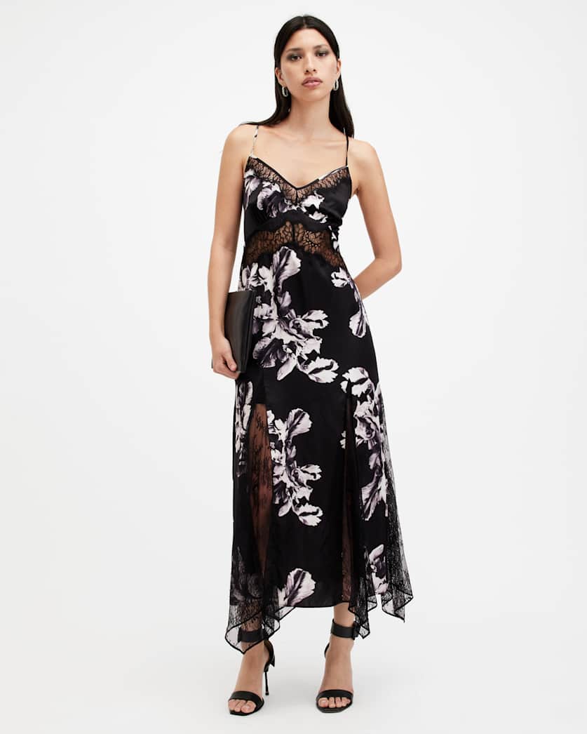 Jasmine Silk Blend Lace Maxi Slip Dress