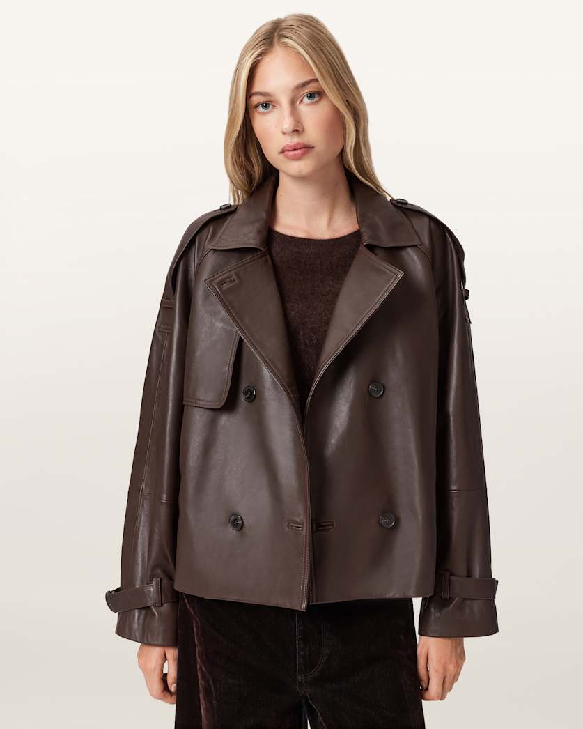 Reed Cropped Leather Trench