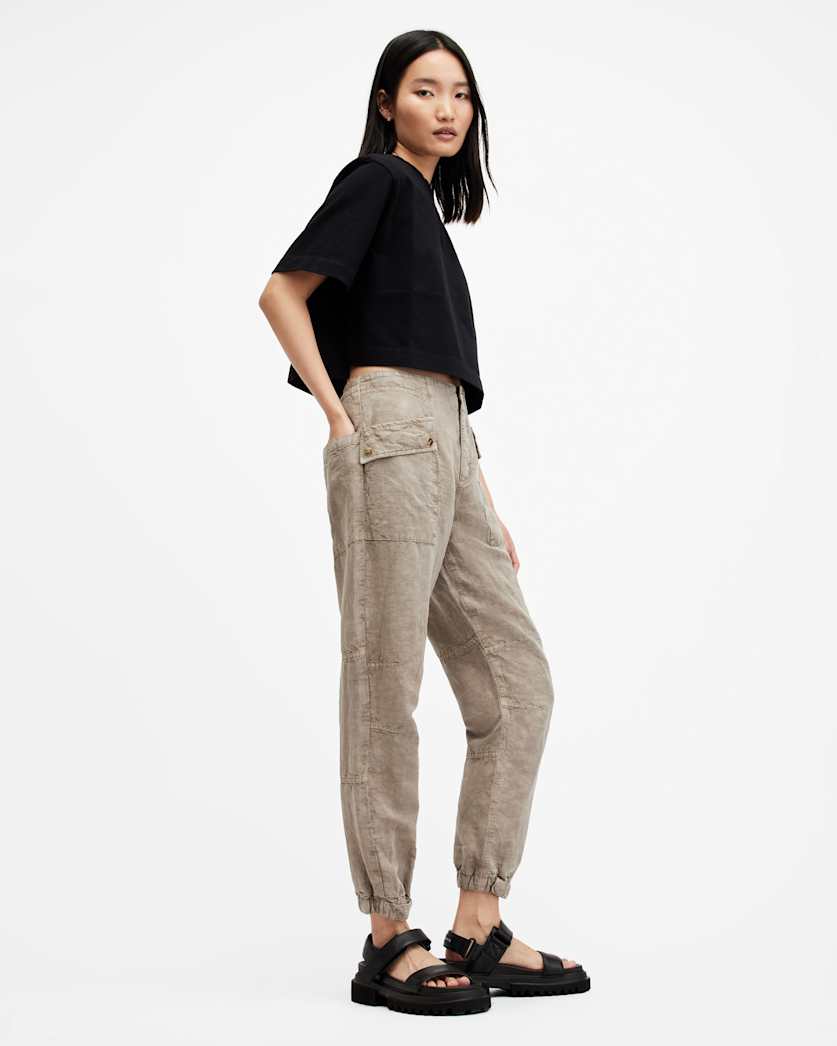 Val Linen Blend Cargo Trousers
