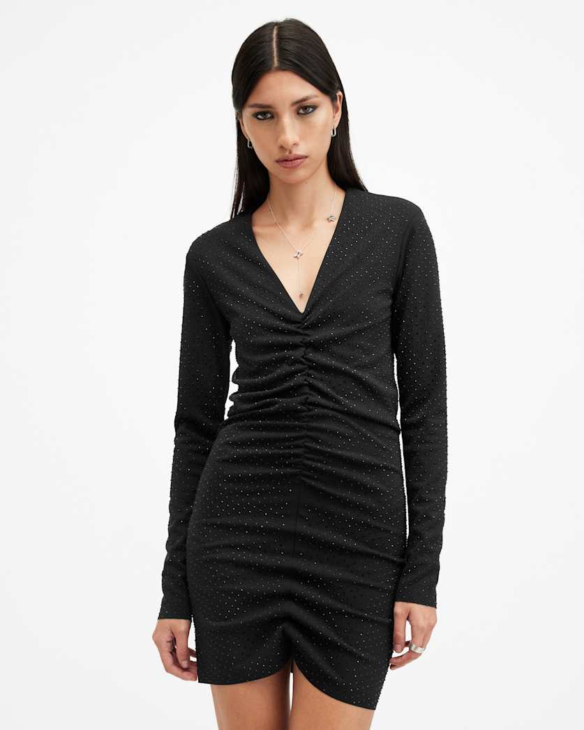 Alya Ruched Long Sleeve Mini Dress