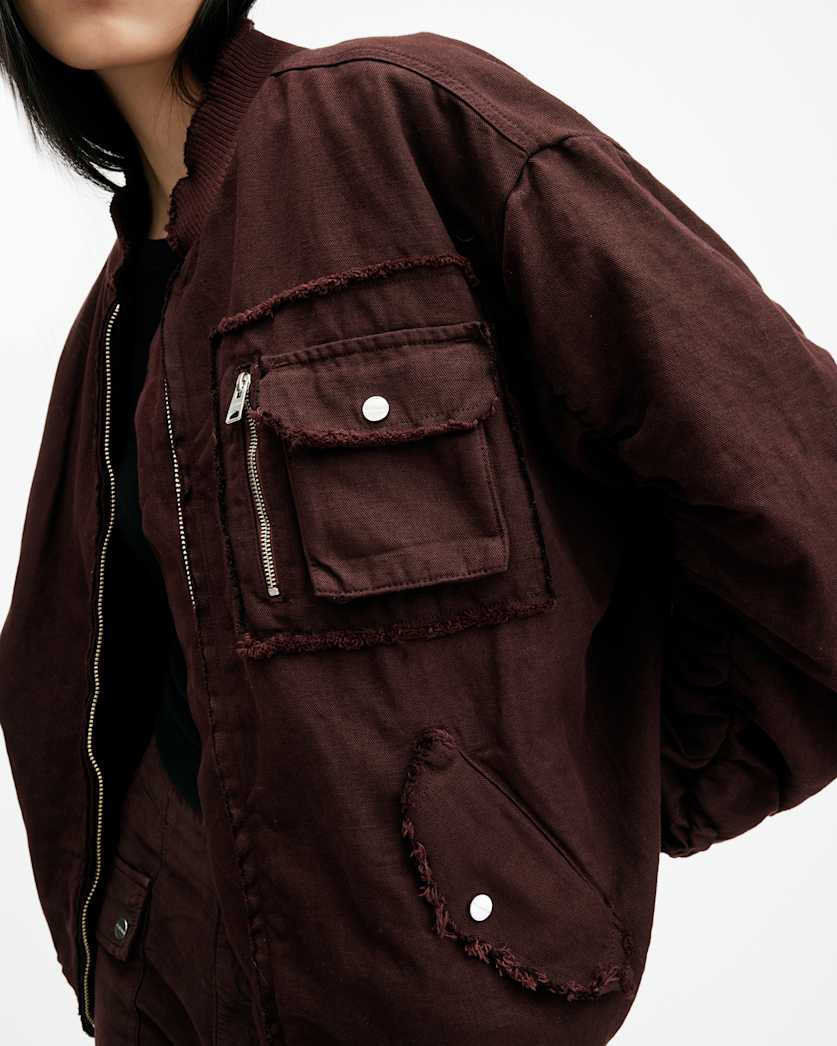 Rue Linen Blend Denim Bomber Jacket