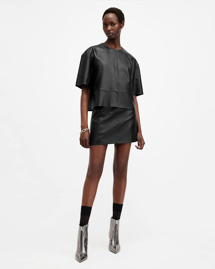 Renai Short Sleeve Leather T-Shirt