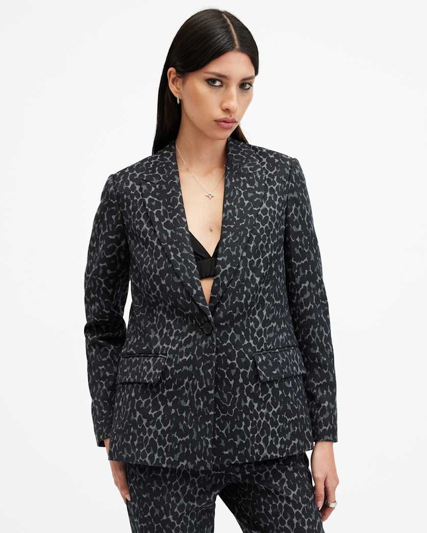 Aurora Leopard Jacquard Blazer