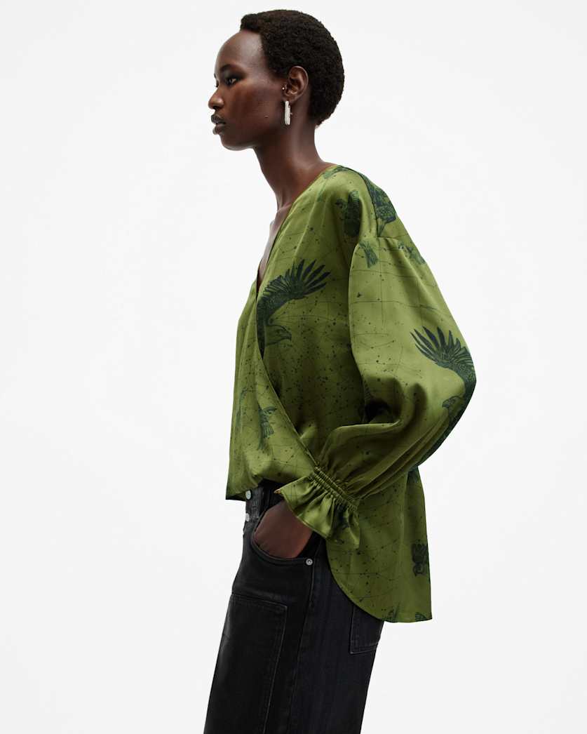 Penny Wrap Over Deep V-Neck Shirt