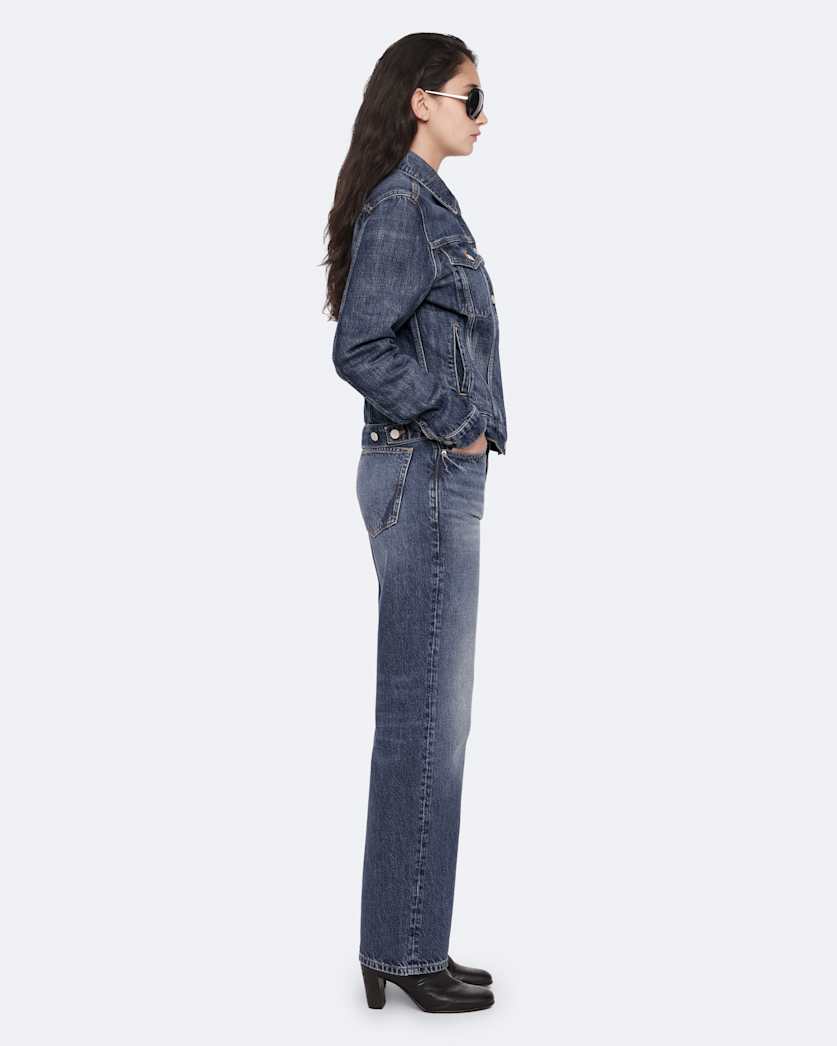 Straight leg mid-rise denim jeans