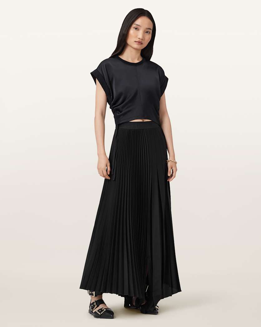 Mira Cropped Satin Drawcord T-Shirt