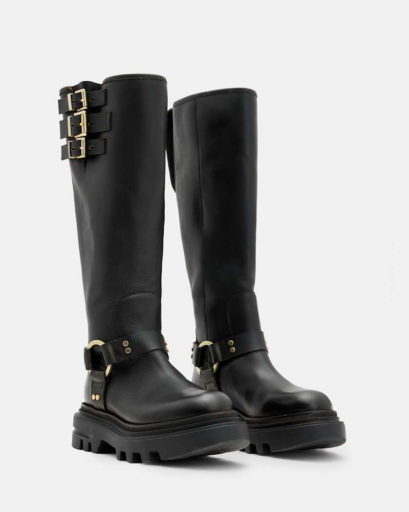 Jade Knee High Leather Biker Boots