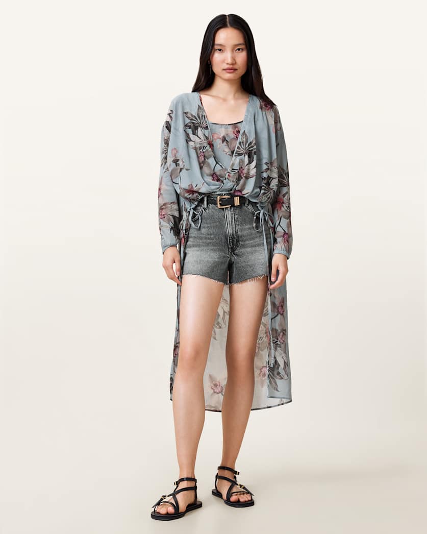 Avala High Low Floral Wrap Top