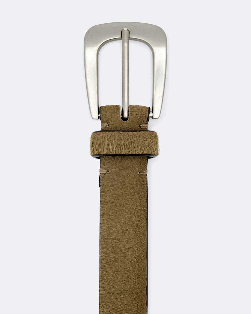 Romy Metal-Tipped Haircalf Leather Belt