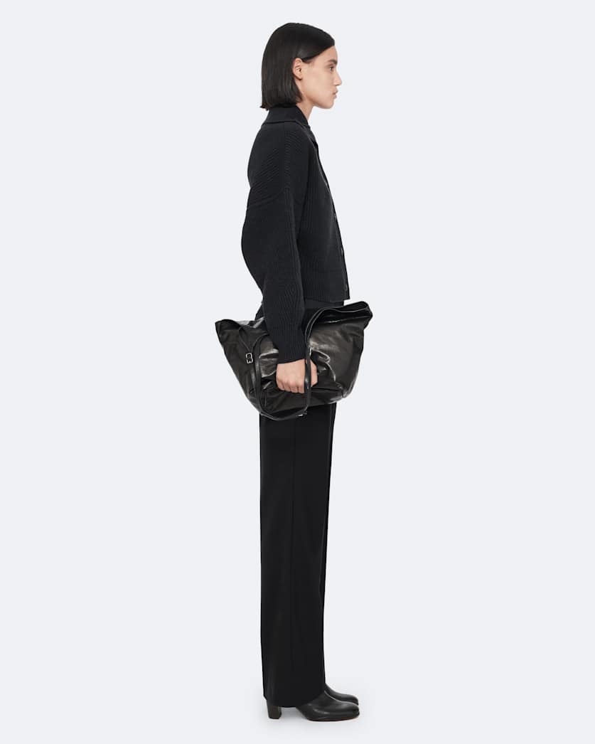 Cropped merino wool cardigan