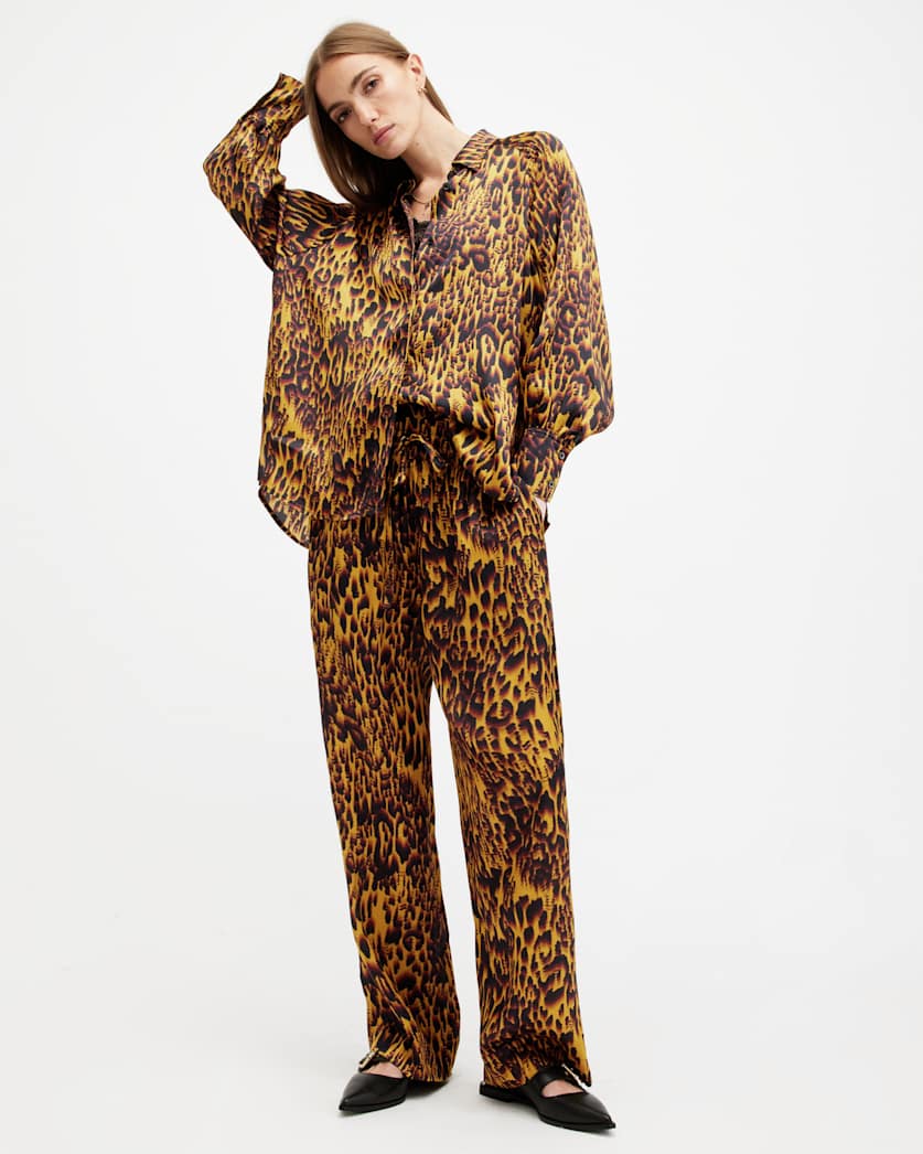 Tyler High Rise Abstract Print Trousers