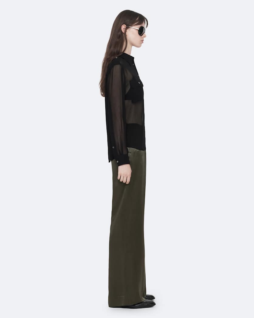 Lycia Elasticated Crepe Wide-Leg Trousers